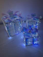 Image of 3 Pack 150 LED Lighted Gift Boxes Christmas Decorations, Light up Present Boxes,