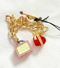 Image of Juicy Couture Red Crystal Heart and Lunch Box Charm Bracelet New With Box