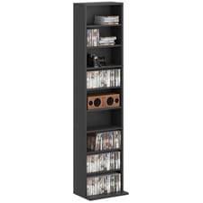 Image of HOMCOM 260 CD Storage Unit 120 DVD Storage Tower with 9 Compartments Black