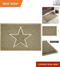 Image of Star Shape Embossed Non-Slip Doormat: Jet Washable 60x40cm for Indoor & Outdoor