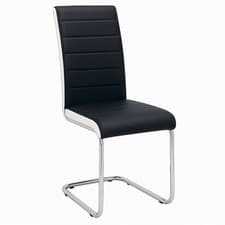 Image of Dining Chairs High Back Set Of 4 Faux Leather Padded Black White Kitchen