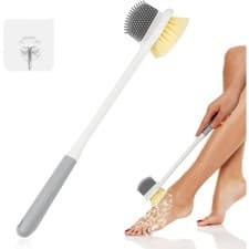 Image of Foot Brush for Shower Scrubber Gap Cleaning Brushes with Long Handles Toe Washer