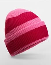 Image of Beechfield Luxury Soft Touch Colour Block Beanie Hat Cap