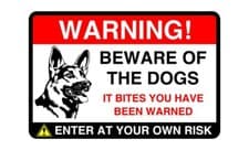 Image of Beware of the dogs! "it bites you have been warned" dog sign - PVC, Sticker or