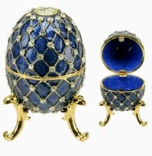 Image of JUILIANA HAND PAINTED Treasured Trinket Royal Blue Ornate Egg Keepsake
