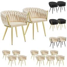 Image of Dining Chairs Set Breakfast Room Chair Kitchen Padded Reading Seats Velvet