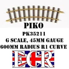 Image of NEW PIKO PK35211 G SCALE 45mm GAUGE R1 CURVE 600mm RADIUS METAL BRASS TRACK