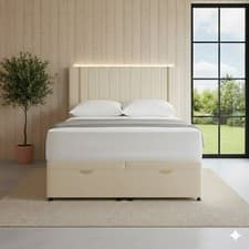 Image of Luxury Ottoman Bed Plush Velvet Upholstered Divan Gas Lift Storage Double & King