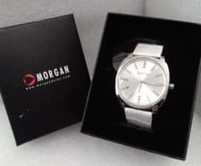 Image of Ladies MORGAN Silver & White Quartz Wristwatch 2000s Boxed