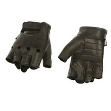 Image of Milwaukee Leather SH195 Men's 'Open Knuckles' Black Leather Fingerless Gloves