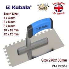 Image of ADHESIVE NOTCHED TROWEL Tiling Stainless Steel 5 Teeth Sizes 270x130mm (11x5")
