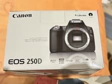 Image of Canon EOS 250D 24.1 MP Digital SLR Camera - Black Body, Strap, Charger + Battery