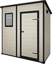 Image of KETER Manor Outdoor Pent Single Door Garden Storage Shed 6 X 4Ft Beige Brown Wo