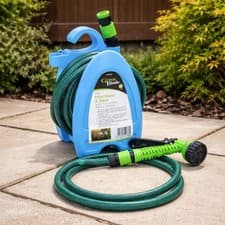 Image of 10M Mini Garden Hose Reel with Sprayer - Compact Hosepipe with Easy Wind Reel