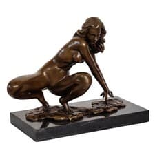 Image of A modernist erotic bronze sculpture of a nude woman 23cm