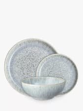 Image of Denby Halo Speckle Stoneware Coupe Dinnerware Set, 12 Piece, Grey