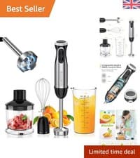 Image of Elegant Stainless Steel 4-in-1 Stick Blender, 1000W with Versatile Accessories