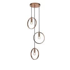 Image of Durras 3 Light Ring Detail Pendant Light - Rose Gold - Height Adjustable