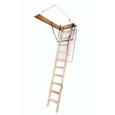 Image of Optistep Best Wooden Folding Loft Ladders & Insulated White Hatch, Attic Stairs