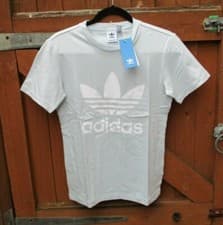 Image of Ladies Adidas T Shirt Trefoil Originals Top Small UK 8 34" Chest Light Blue BNWT