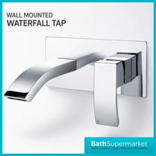 Image of Wall Mounted Bathroom Basin Tap Waterfall Mixer Chrome Sink Faucet