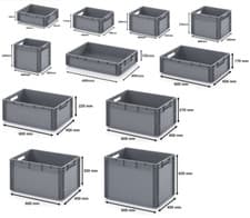 Image of Heavy Duty GREY Euro Stacking Plastic Storage Industrial Container Boxes Crates