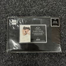 Image of 100% Egyptian Cotton Satin Stripe Super King Fitted Sheet - Black