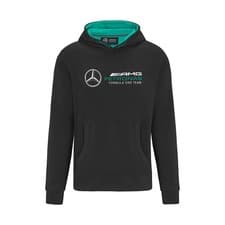 Image of Mercedes AMG Petronas Mens Logo Black Hooded Sweat