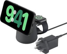 Image of Belkin BoostCharge Pro 2-in-1 15W MagSafe Wireless Charging Dock- Black - New