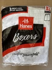 Image of New Vintage Hanes 3 Pack Mens Full Cut Boxers Sz XLarge White 1996 Sara Lee