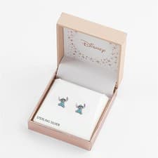 Image of Disney Lilo & Stitch Sterling Silver Blue Enamel Stitch Stud Earrings