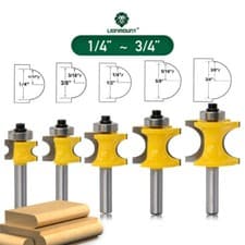 Image of 8mm Shank Bullnose Router Bit Set Bead Edge Moulding Profile Dowels Cutter