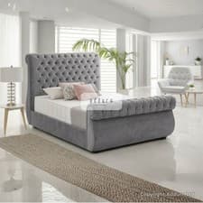 Image of Chesterfield Velvet Upholstered Panel Bed Frame Double Super King Storage Bed UK