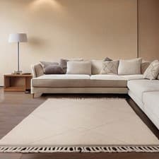 Image of Fes Rug 03 Cream Modern Moroccan Large Area Living Room Bedroom Soft Rug