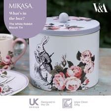 Image of Mikasa/V&A Alice In Wonderland Round Biscuit Tin - Floral Food Storage Container