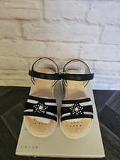 Image of Geox J S.Deaphne G Girl’s Sandal Black UK 11 Leather Glitter Flower Comfy (5)