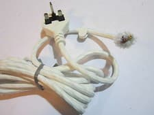 Image of White Bosch Steam Iron Braided Heat Resistant 3 Core Cable Lead Flex UK Plug