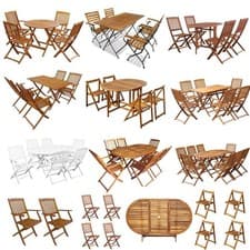 Image of Solid Acacia Wood Garden Table Chair Set Kitchen Furniture Folding Dining Set ST