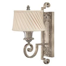 Image of Wall Light Glass Bobesches Ivory Pleated Fabric Shade Silver Leaf LED E27 75W