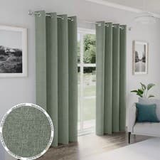 Image of Total Blackout Curtains Eyelet PAIR of Thermal Ready Made Ring Top Curtain Panel