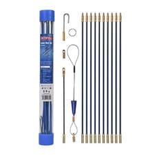 Image of Faithfull Cable Access Rod & Accessories Kit - 15 Pieces Including 10 x 330mm