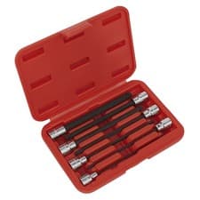 Image of Sealey Ball-End Hex Socket Bit Set 7 Piece 3/8" Square Drive 150mm Metric Set