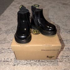 Image of Dr. Martens Infant Banzai Black Patent Chelsea Boots - UK Size 4 Kids - Boxed