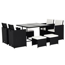 Image of Outsunny 8 Seater Cube Rattan Garden Dining Set with Cushions, Black