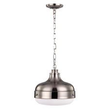 Image of 2 Bulb Ceiling Pendant Light Polished Nickel Finish Brushed Steel LED E27 75W