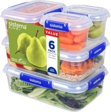 Image of Sistema Klip It Plus 6 Pack Leakproof Plastic Food Storage Container Value Set