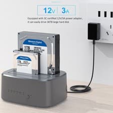 Image of 2.5/3.5" Dual Docking Station USB3.0 For SATA SSD HDD,Offine Clone,Max 2 x 18TB