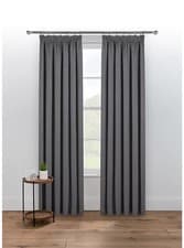 Image of Charcoal Thermal Lined Pencil Pleat Curtains – Polyester, Pair 168x137 cm