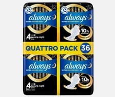 Image of Always Ultra 4 Sanitary Towels Secure Night Extra With Wings 36Pads Up to 10H
