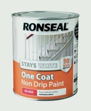 Image of Ronseal Stays White One Coat Non Drip Paint White Gloss 750ml